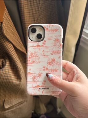 Kaseme White & Coral Tropical iPhone 13 Case
